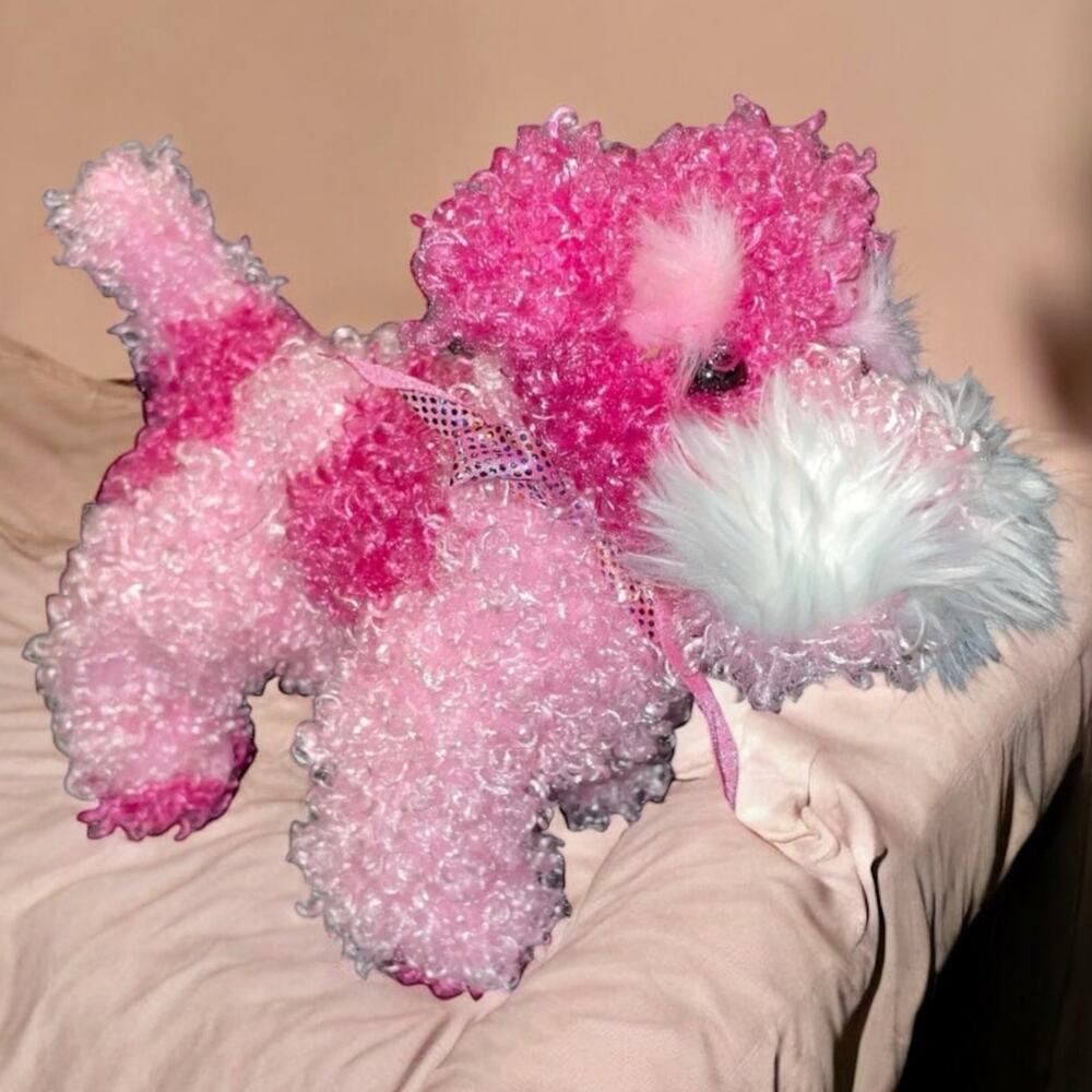 Ty Pinky Glitters Plush Dog 6" Pink White Stuffed Animal Pup Nursery Toy Vintage